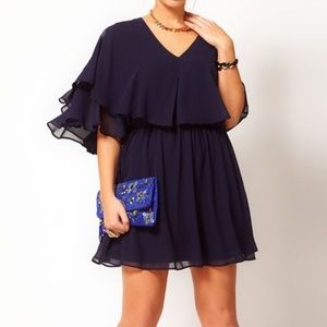 ASOS Curve Plus Navy Dress with Cape
